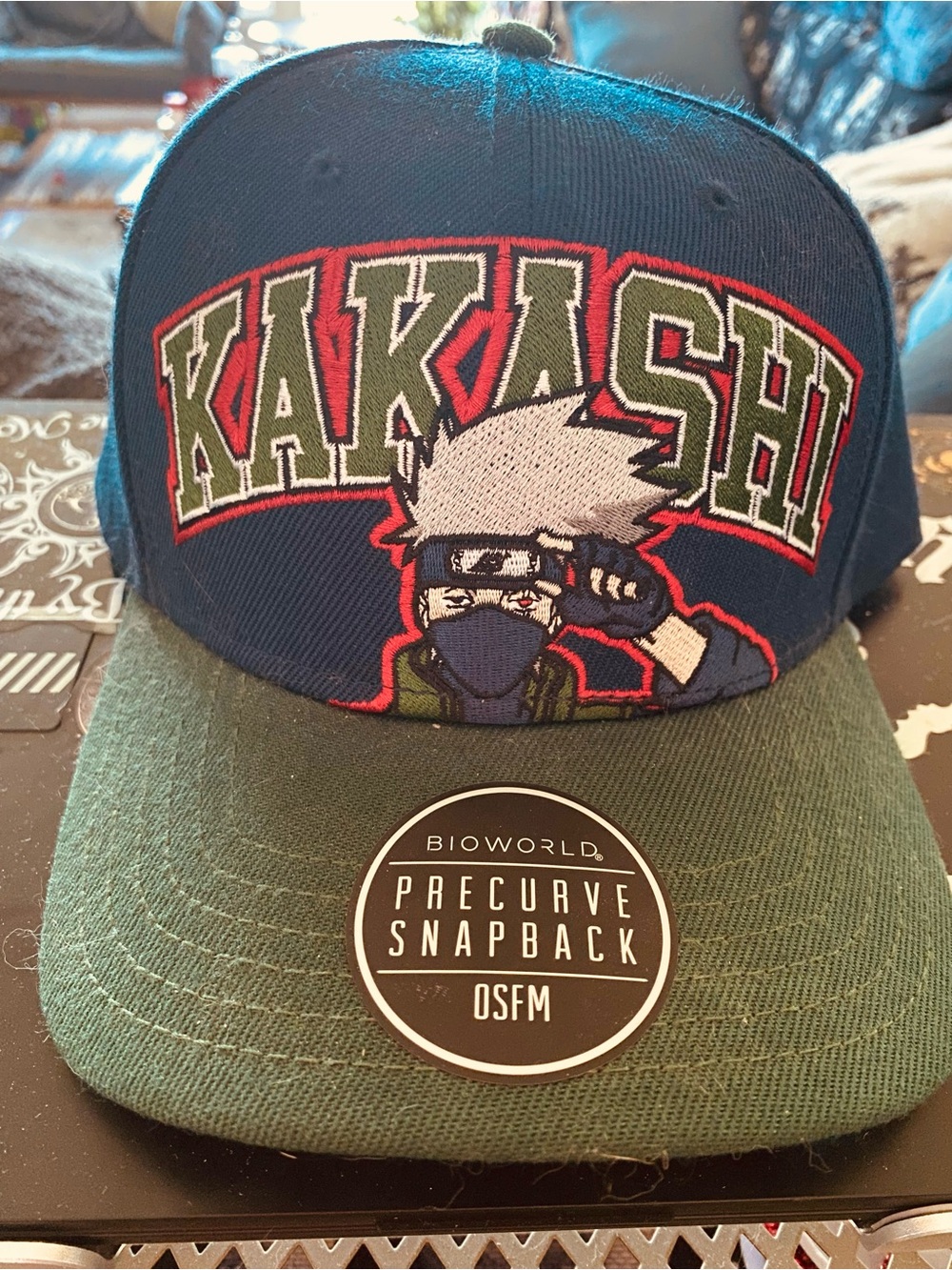 Kakashi Snapback Hat - Blue & Olive